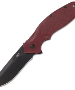 CRKT Shenanigan Spring Assisted Flipper K800RKP, 3.35" 1.4116 Stainless Steel Black Stonewashed Plain Blade, Maroon GRN Handles