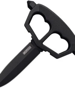 Cold Steel Chaos 80NT3, 5" SK-5 Carbon Steel Black Plain Blade, Black Griv-Ex with Kray-Ex Overmold Handles