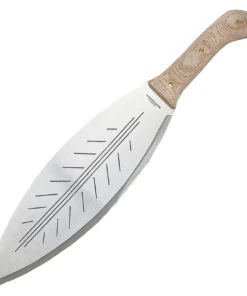 Condor Big Leaf Machete CTK3932-13.5HC, 13.5" 1095 High Carbon Polished Machete, Brown Micarta Handle, Brown Leather Sheath