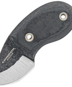 Condor Tortuga 80715HC, 1.43" 1075 Carbon Steel Plain Blade, Black Micarta Handles