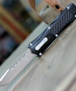 CobraTec Knives BLKKCTNS Black King Cobra, 4" D2 Steel Tanto Blade, Anodized Aviation Aluminum w/ Carbon Fiber Inlay