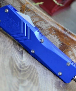 CobraTec Blue FS-X OTF Knife CTKLBLUFS-XLTNS, 3.75" D2 Steel Tanto Plain Blade, Blue Aluminum Handle -Knifeworks Sales Store CTKLBLUFSX.1 79049.1583263836