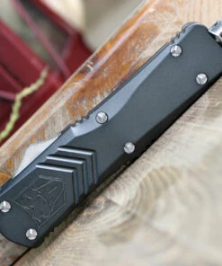 CobraTec Gray FS-X OTF Knife CTKLGRYFS-XLDAG2SS, 3.75" D2 Steel Dagger Double Serrated Blade, Gray Aluminum Handle -Knifeworks Sales Store CTKLGRYFSX.1 83933.1583264060