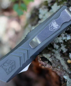 CobraTec Gray FS-X OTF Knife CTKSGRYFS-XSDNS, 2.75" D2 Steel Drop Point Blade, Gray Aluminum Handle -Knifeworks Sales Store CTKSGYFS XSDNS.3 89835.1602619853