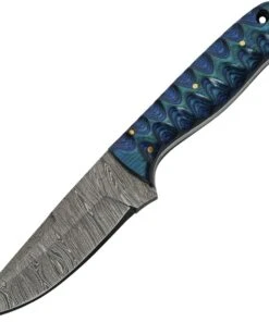 Damascus Blade Knife Damascus Blades Exotic Hunter - Blue Wood (4" Damascus) 1290