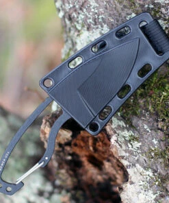 DPx Gear Heat Hiker 1095 DPHTX023, 2.4" 1095 Black Powder Coated Fixed Blade w/Aluminum Carabiner, Black Molded Sheath -Knifeworks Sales Store DPXHTX023.3 79479.1608756271