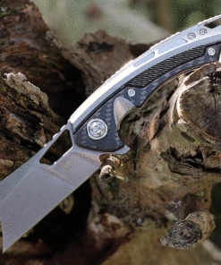 EOS - Elite Outfitting Solutions EOS Mini Nautilus EOS084, 3.25" CPM S30V Stonewashed Cleaver, Titanium Handle w/ Carbon Fiber Inlay