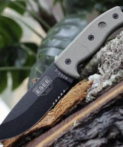 ESEE Knives, 5S-KO, Black Blade, Partially Serrated Edge, Micarta Handle, Knife Only, No Sheathing
