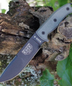 ESEE Knives ESEE-6P-CP-B, 6.5" Plain Blade w/ Clip Point Blade , Black Molded Sheath w/ Clip Plate