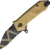 Extrema Ratio MFO Folding Knife EX0140DW, 2.5" N690 Desert Warfare Plain Blade, Tan Aluminum Handle