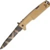 Extrema Ratio Nemesis Folding Knife EX136NEM, 4.5" N690 Desert Warfare Plain Blade, Tan Aluminum Handle