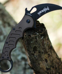 Fox Knives USA FOX Knives Folding Karambit 478BR, 3.2 in. N690Co Black blade, Dark Brown T6-6061 Aircraft Aluminum