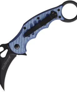 Fox Knives USA FOX Knives Karambit Folder FX 599 BLT, 2.5" Bohler N690 Black Hawkbill Blade, Blue Twill Carbon Fiber Handle
