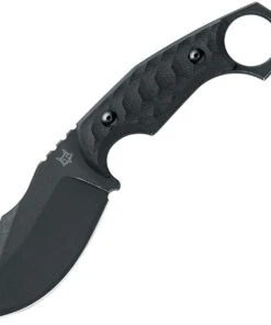 Fox Knives USA Monkey Thumper Fixed Blade FX633, 3.5" Niolox Black Stonewashed Plain Blade, Black Micarta Handle