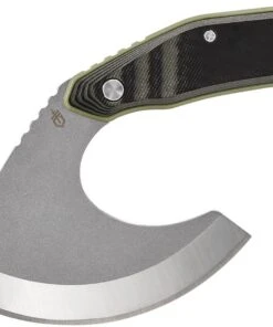 Gerber Downwind Ulu G1824, 3.42" 7Cr17MoV Stonewashed Blade, Black & Green G-10 Handles