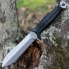 GiantMouse Ranae Fixed Blade Knife, 5.5" Stonewashed N690Co Double Edge Dagger, Black FRN Handle, Kydex Sheath