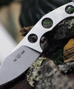 GiantMouse Giant Mouse GMF1 Fixed Blade, 2.6" N690 Steel Stonewashed Plain Blade, Brown Leather Sheath