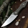 GiantMouse GMF3 Fixed Blade GMF3-GRN-Satin, 3.25" N690 Satin Plain Blade, Green Canvas Micarta Handle