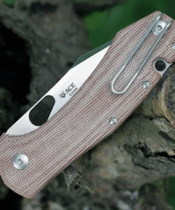 GiantMouse Ace Grand 3.31" Stonewashed Natural Micarta GRAND-NAT-MICARTA -Knifeworks Sales Store GRAND NAT MICARTA.2 34057.1626795632