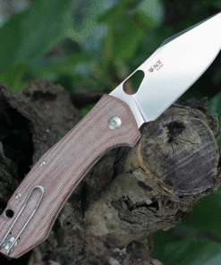 GiantMouse Ace Grand 3.31" Stonewashed Natural Micarta GRAND-NAT-MICARTA -Knifeworks Sales Store GRAND NAT MICARTA 98762.1626795632