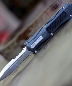 CobraTec Knives GYKCDAG2SS Gray King Cobra, 4" D2 SteelDagger Serrated Blade, Anodized Aviation Aluminum Handle