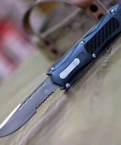 CobraTec Knives GYKCDS Gray King Cobra, 4" D2 Steel Drop Point Serrated Blade, Anodized Aviation Aluminum Handle