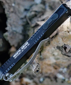 Heretic Knives Heretic Manticore S OTF Auto - Black Alum. (2.62" Elmax Bowie Battleworn) HO22B-5A -Knifeworks Sales Store H022B 5A.2 01807.1628880100