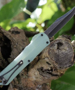 Heretic Knives Heretic Manticore E OTF Auto - Black Alum. and Jade G-10 (3.19" Elmax Black Bowie) H026B-8A-JADE