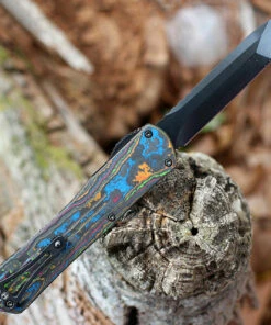 Heretic Knives Heretic Manticore X OTF Automatic - Awesome 80's CF / Blk Alum (3.7" Blk DLC Tanto) H031-6A-CF80's