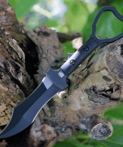 Halfbreed Blades Tuhon Raptor Bundle CCK-03B, 3.94" Black Bohler K110 Black Teflon Blade, Black Contoured G-10 Handles w/ Red Trainer