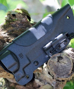 Halfbreed Blades Large Bush Knife LBK-01, 5.7" K110 D2 Teflon Coated Plain Fixed Blade, Black G-10 Handle with Molded Kydex Sheath -Knifeworks Sales Store HBBLBK01 sheath.1 53121.1623788842