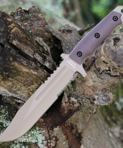 Halfbreed Blades Large Infantry LIK-01DE, 6.88" K110 Partially Serrated Blade, Dark Earth G-10 Handles