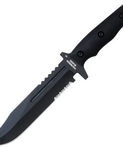 Halfbreed Blades Large Infantry LIK-01, 6.89" K110 Black Partially Serrated Blade, Black G-10 Handle