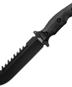 Halfbreed Blades Large Survival LSK-01, 6.89" K110 Spear Point Blade, Black G-10 Handle