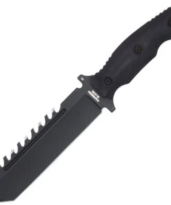 Halfbreed Blades Large Survival Knife LSK-02, 6.89" K110 D2 Teflon Coated Tanto Blade, Black G-10 Handle