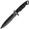 Halfbreed Blades Medium Infantry Knife MIK-01PS, 6.49" K110 D2 Teflon Coated Plain Blade, Black G-10 Handle