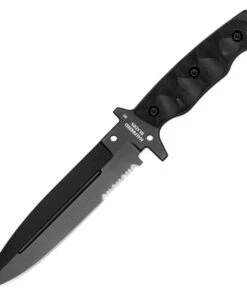Halfbreed Blades Medium Infantry Knife MIK-01PS, 6.49" K110 D2 Teflon Coated Plain Blade, Black G-10 Handle