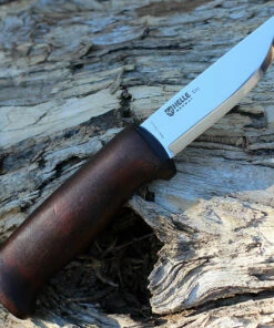 Helle Gro Fixed Blade - Birch Wood (3.5" Sandvik 12C27 Satin) Leather Sheath