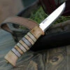 Helle Arv 14, 3.5" High Carbon Steel Drop Point Plain Blade, Ringed Birch and Bone Handle