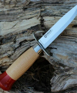 Helle Scout Knife - Birch Wood (3.5" Stainless Satin) Leather Sheath (Boy 4B)