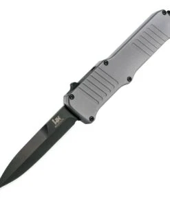 HK Knives HK Incursion OTF 3.9" 154 CM Bayonet Black Finished Blade, Matte Grey Aluminum Frame
