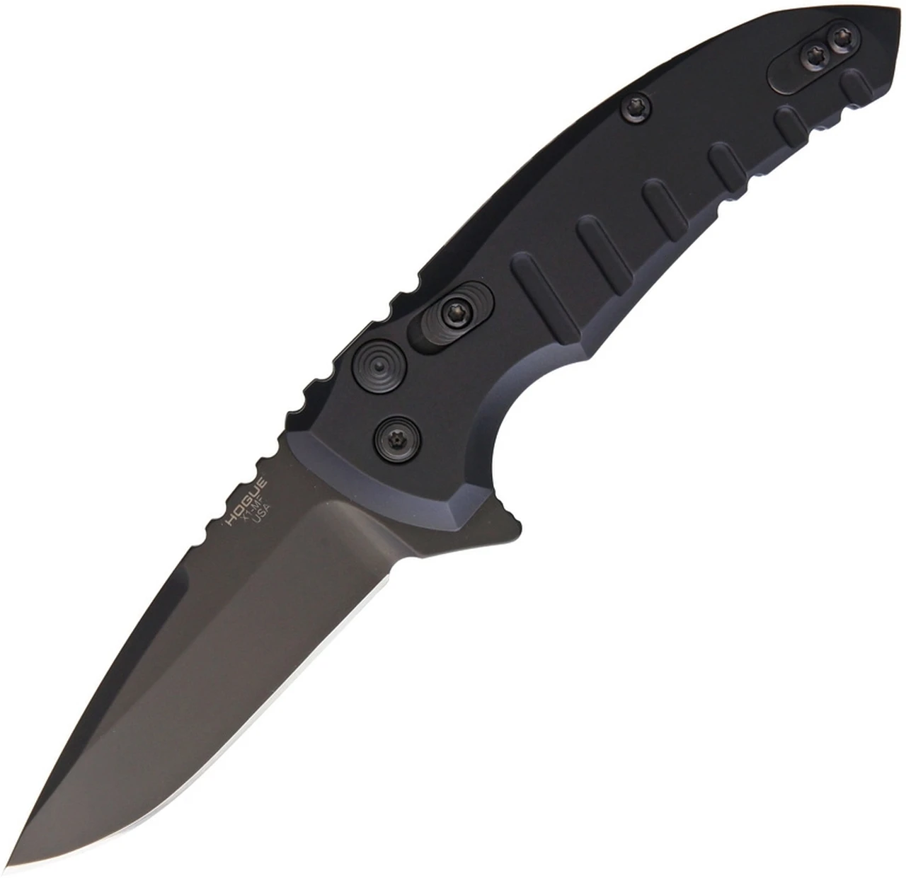 Hogue X1 Microflip HO24176, 2.62"CPM-154 Matte Black Drop Point Blade, Black Aluminum Handles 1 Hogue X1 Microflip HO24176, 2.62"CPM-154 Matte Black Drop Point Blade, Black Aluminum Handles