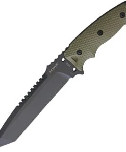 Hogue EX-F01 Fixed Blade HO35108, 7" A2 Black Tanto Plain Blade, Green G-10 Handles