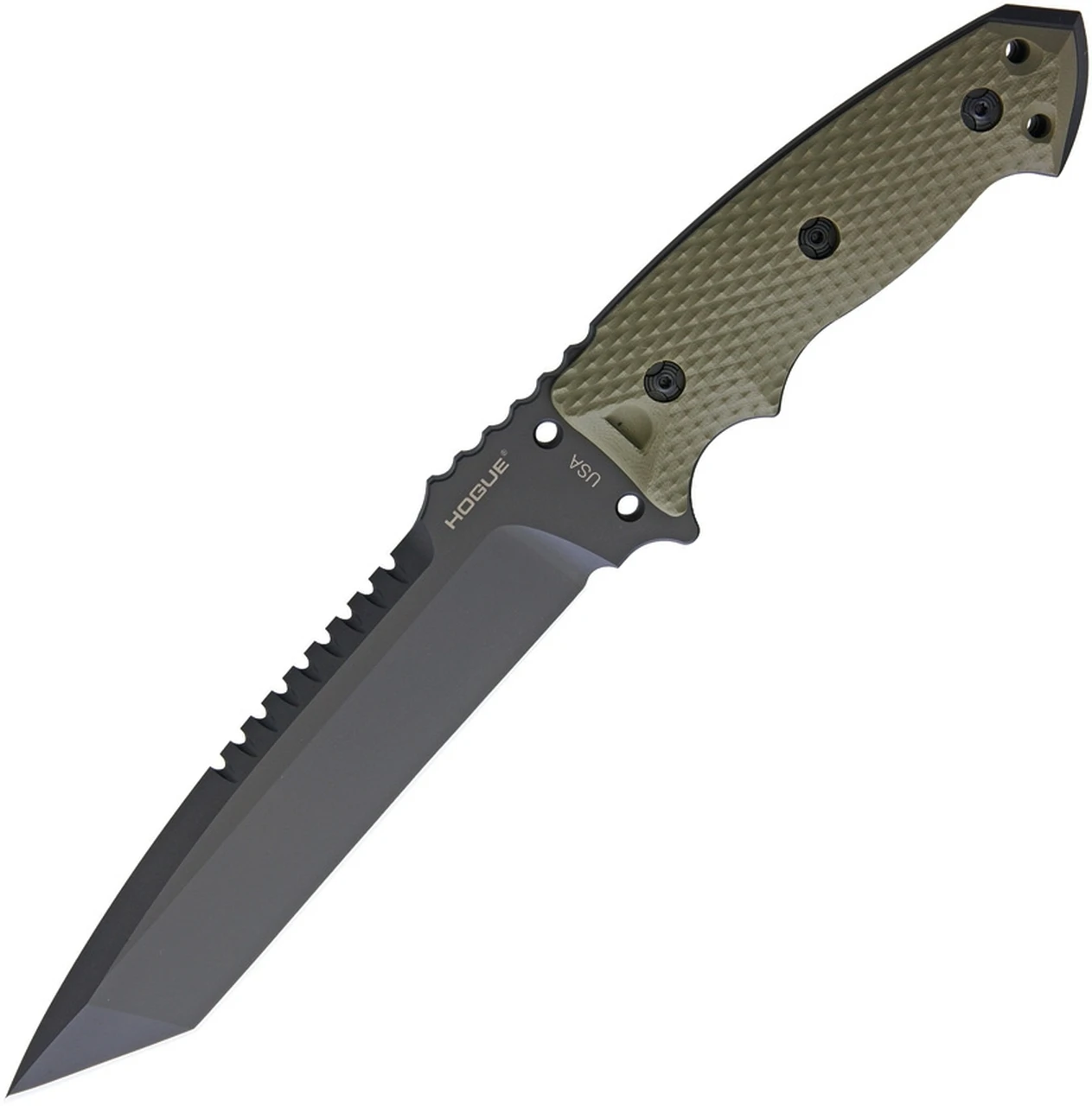 Hogue EX-F01 Fixed Blade HO35108, 7" A2 Black Tanto Plain Blade, Green G-10 Handles 1 Hogue EX-F01 Fixed Blade HO35108, 7" A2 Black Tanto Plain Blade, Green G-10 Handles