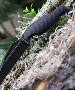 Jake Hoback Knives Jake Hoback Talim Combatives HOB011L, 3.5" S35VN Black Stonewash Wharncliffe Plain Blade, Black G-10 Handle