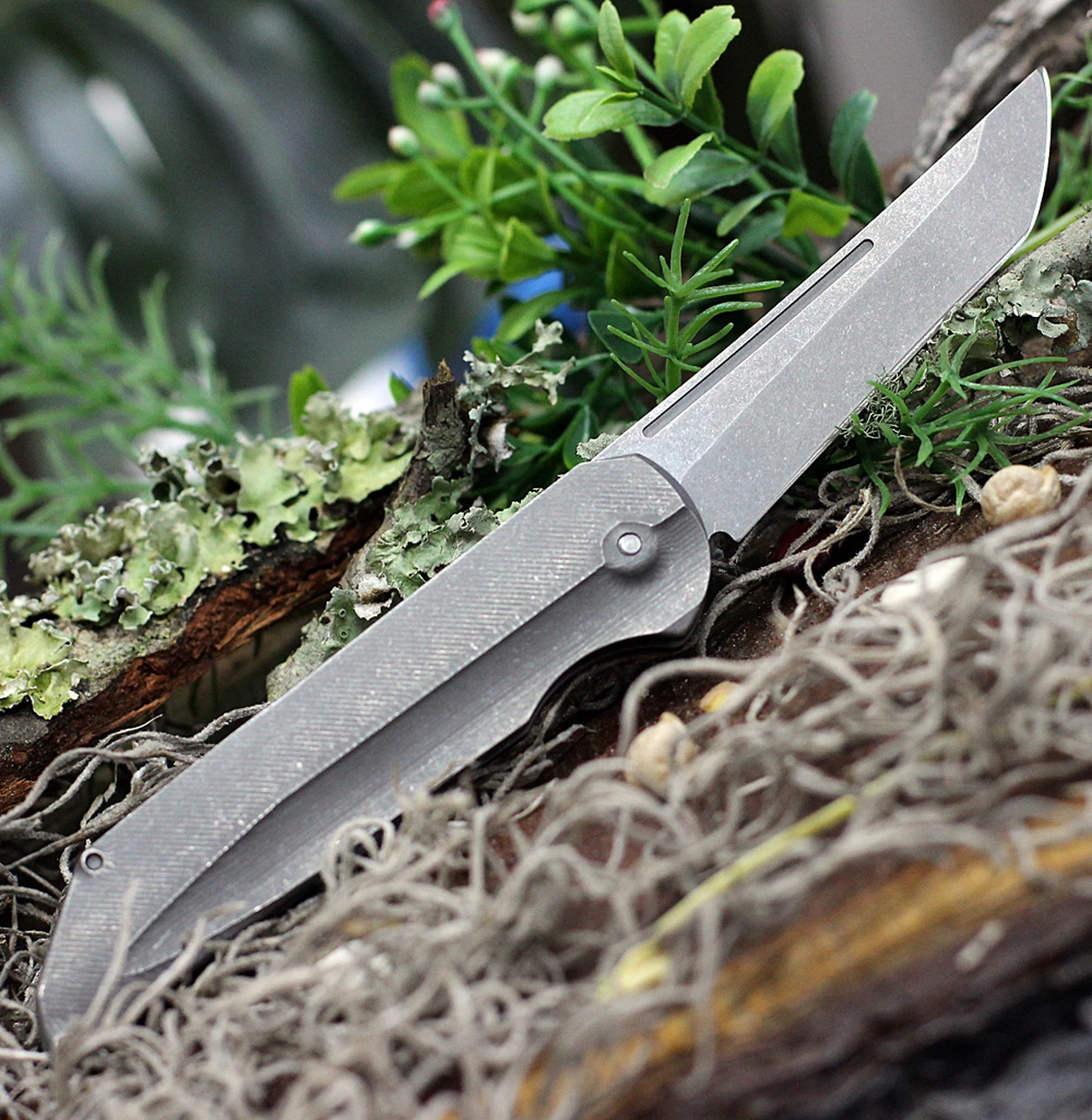 Jake Hoback Knives Jake Hoback Backslip Slip Joint HOB013, 3" AEB-L Steel Stonewash Plain Blade, Titanium Handle 2 Jake Hoback Knives Jake Hoback Backslip Slip Joint HOB013, 3" AEB-L Steel Stonewash Plain Blade, Titanium Handle - Image 2
