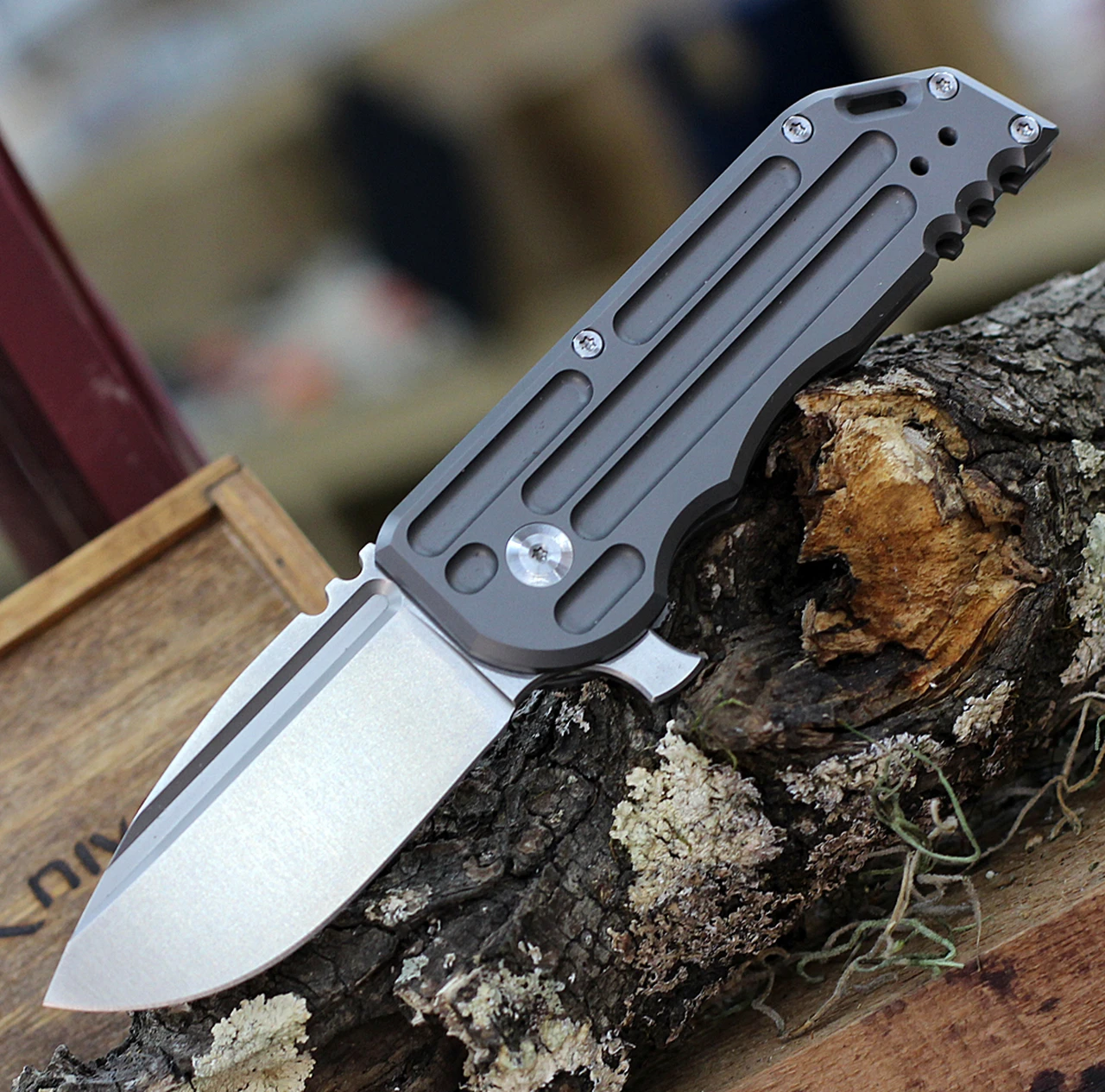 Jake Hoback Knives Jake Hoback WarSpear Framelock, 3.0" CPM S35VN Satin Plain Blade, Bead Blast Titanium Handle 1 Jake Hoback Knives Jake Hoback WarSpear Framelock, 3.0" CPM S35VN Satin Plain Blade, Bead Blast Titanium Handle