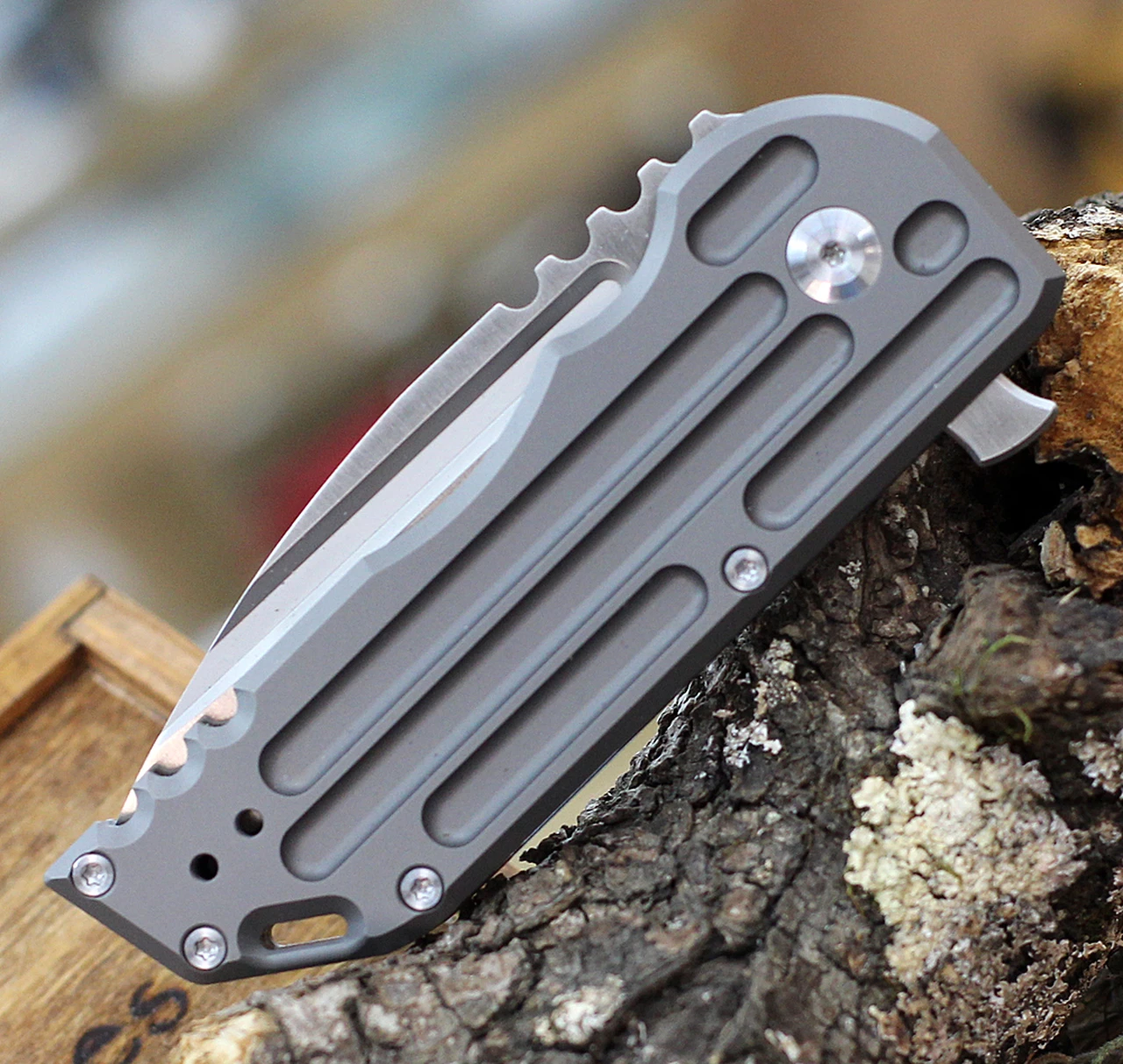 Jake Hoback Knives Jake Hoback WarSpear Framelock, 3.0" CPM S35VN Satin Plain Blade, Bead Blast Titanium Handle 3 Jake Hoback Knives Jake Hoback WarSpear Framelock, 3.0" CPM S35VN Satin Plain Blade, Bead Blast Titanium Handle - Image 3