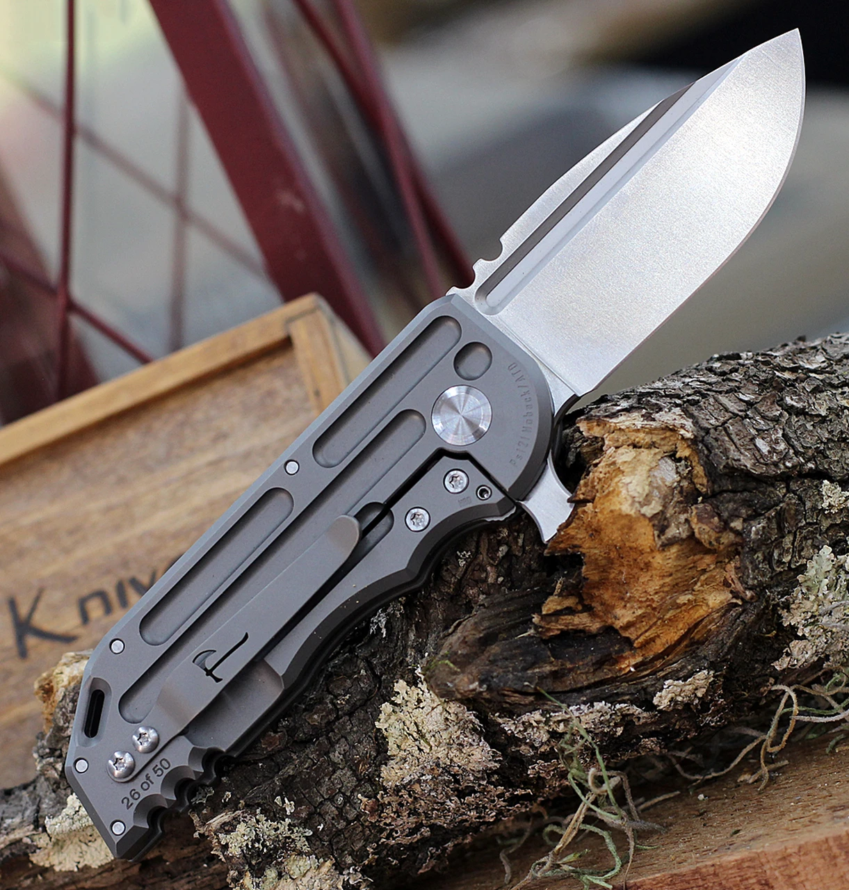 Jake Hoback Knives Jake Hoback WarSpear Framelock, 3.0" CPM S35VN Satin Plain Blade, Bead Blast Titanium Handle 2 Jake Hoback Knives Jake Hoback WarSpear Framelock, 3.0" CPM S35VN Satin Plain Blade, Bead Blast Titanium Handle - Image 2