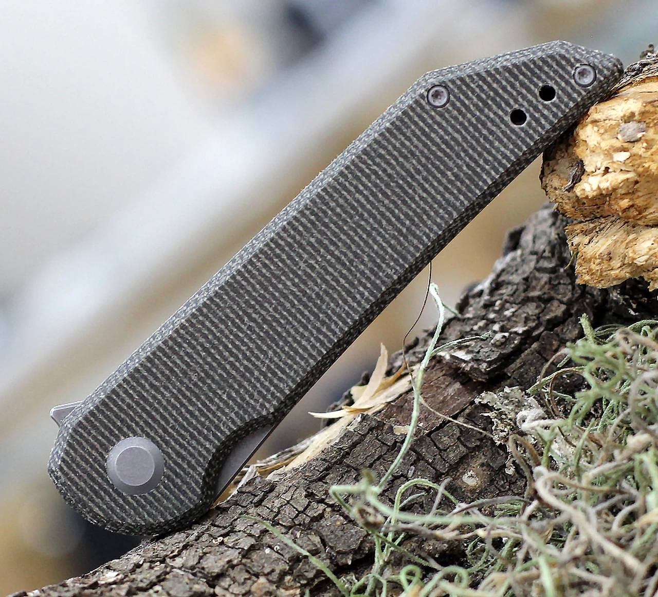 Jake Hoback Knives Jake Hoback Radford HOB019MG, 3.25" CPM-20CV Stonewash Plain Blade, Dark Green Micarta Handle 4 Jake Hoback Knives Jake Hoback Radford HOB019MG, 3.25" CPM-20CV Stonewash Plain Blade, Dark Green Micarta Handle - Image 4